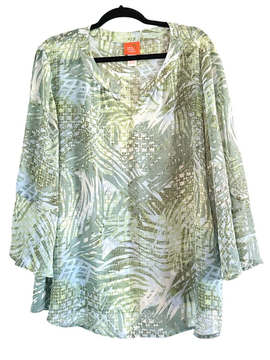 hearts of palm Tops - hearts of palm Green Palm-Print Tunic Top 2X